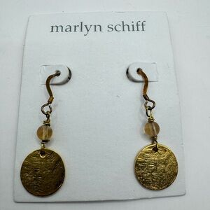 Marlyn Schiff Gold Textured Disc Earrings